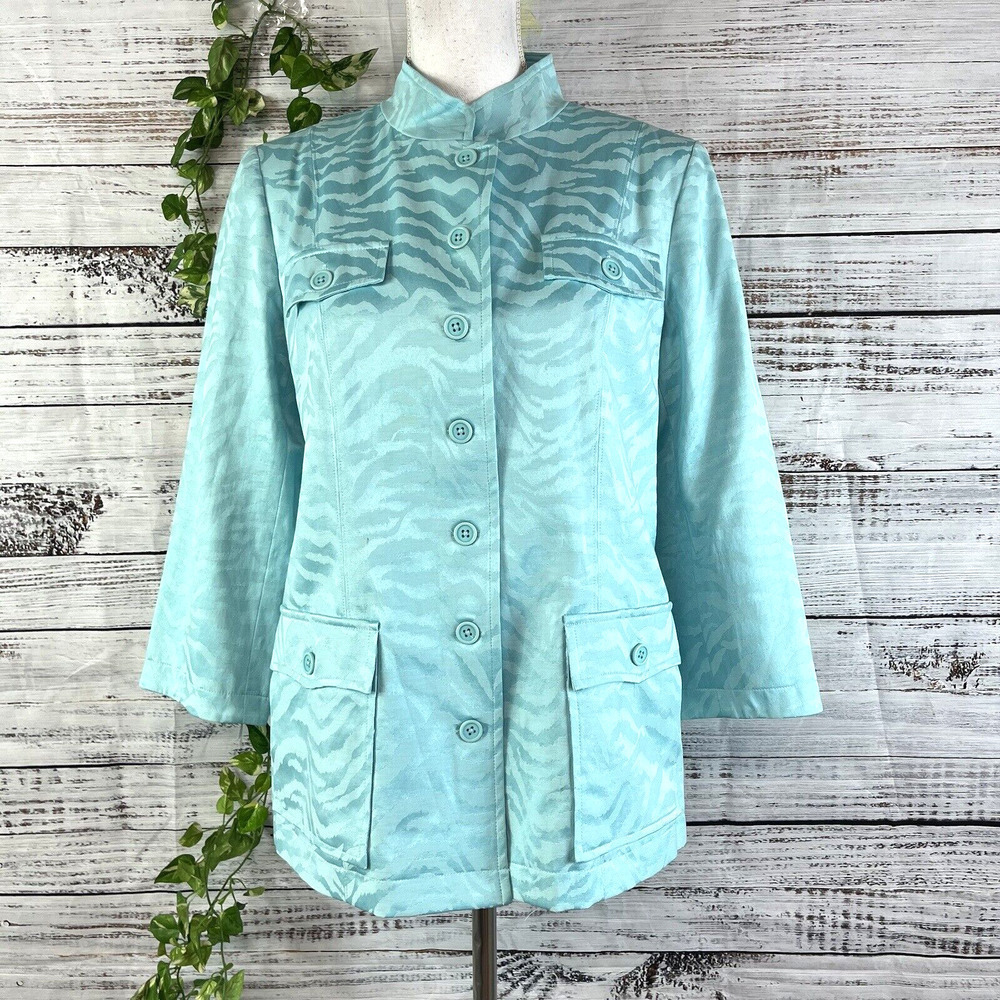 Linea by Louis Dell'Olio Blazer Jacket size Small Blue Jacquard Wedding Church